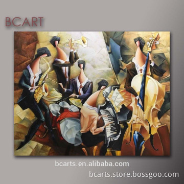 Abstract figurative canvas art painting , handpainted painting with music topic
